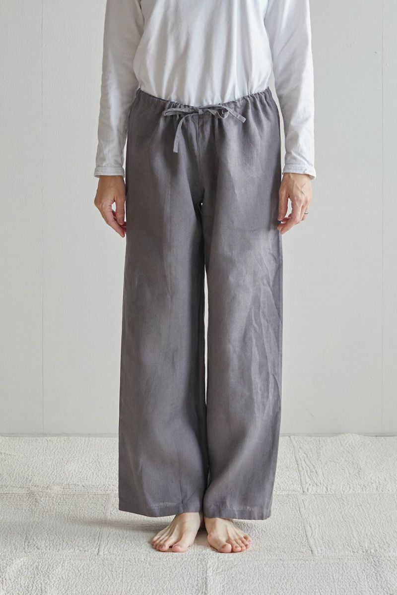 Linen Oise-Drawn String Pants Acier