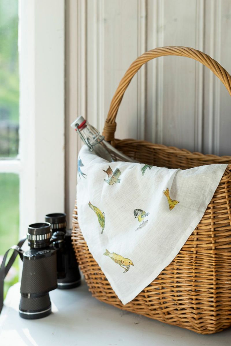 Linen Handkerchief Birds