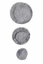 【new】Linen Bowl Covers Sets of 3 Grey White Stripes
