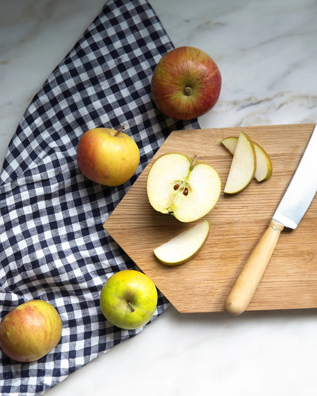 Linen Kitchen Cloth Navy White Checks