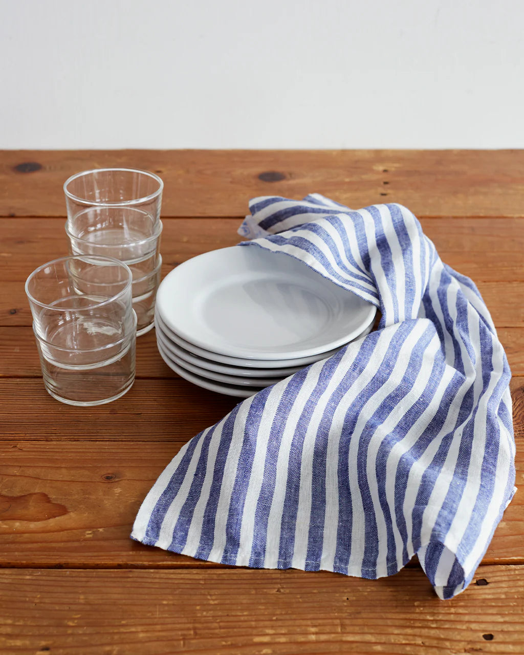 Linen Kitchen Cloth Blue White Stripes