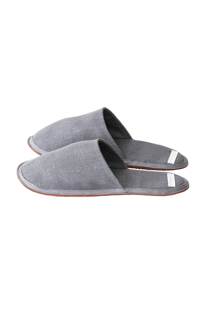 Chaussons en lin gris bleu