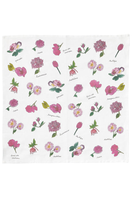 Linen Handkerchief Pink Flowers