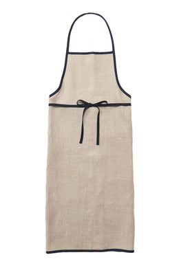 Linen Piping Apron Natural