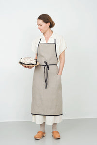 Linen Piping Apron Natural