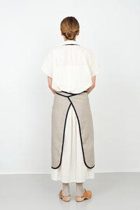 Linen Piping Apron Natural