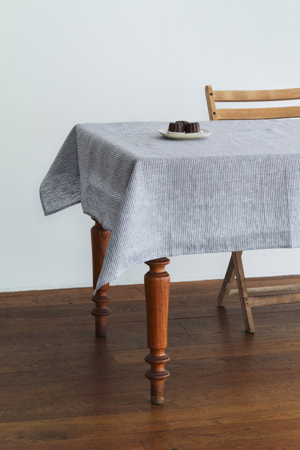 Linen Tablecloth Grey White Stripes