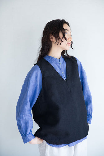 Linen Gilet Black