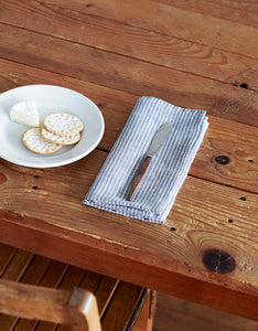 Serviette de table en lin Rayures grises et blanches