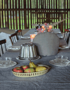 Linen Tablecloth Grey White Stripes