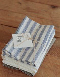 Linen Kitchen Cloth Blue White Stripes