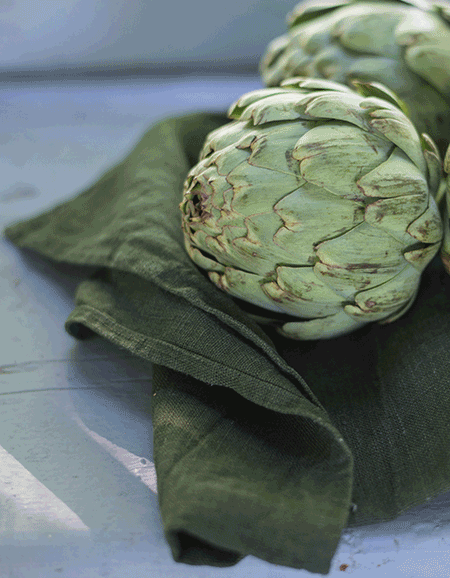 Torchon en lin épais Vert foncé