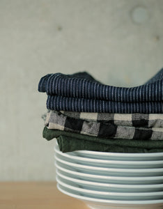 Thick Linen Kitchen Cloth Black Natural