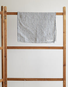 Chambray Linen Towel M "Navy White Stripes"