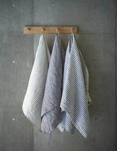 Chambray Linen Towel L "Navy White Stripes"