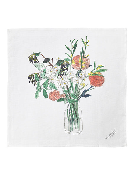 Linen Handkerchief Spring flowers