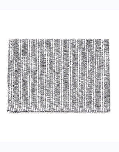 Linen Kitchen Cloth Grey White Stripes