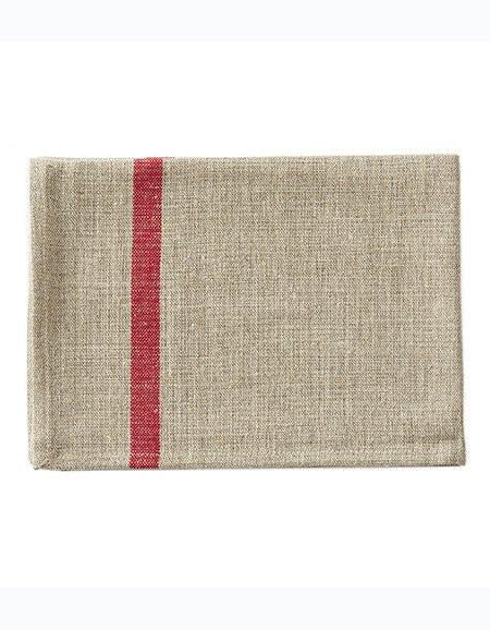 Thick Linen Kitchen Cloth Natural Red Stripe