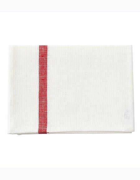 Thick Linen Kitchen Cloth White Red Stripe
