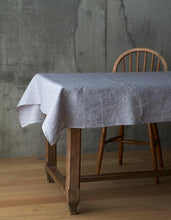 Linen Tablecloth Grey White Stripes