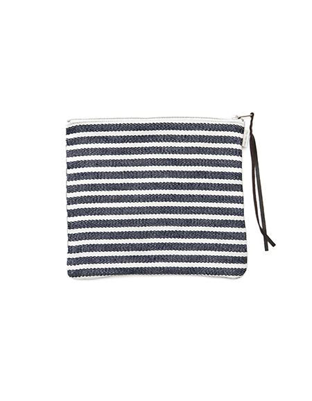 Canna Pouch White Navy Border Large