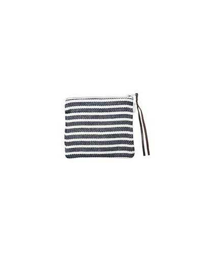 Canna Pouch White Navy Border Medium