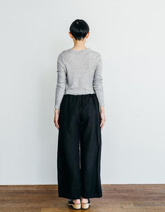 Linen Oise-Drawn String Pants Black