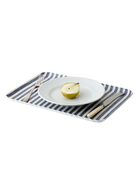 Linen Tray L Blue White Stripes
