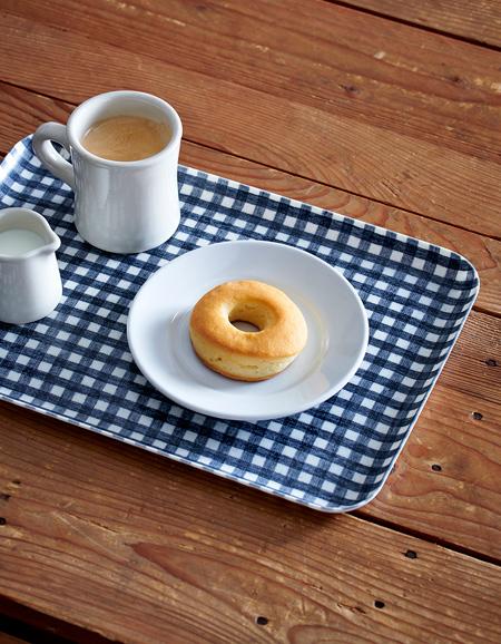 Linen Tray L Navy White Checks