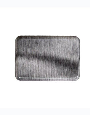 Linen Tray M Grey White Stripes