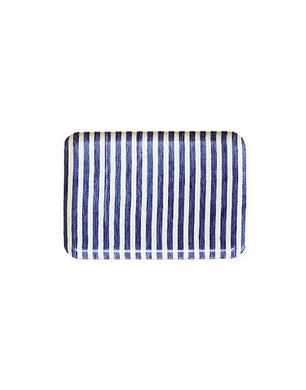 Linen Tray M Blue White Stripes